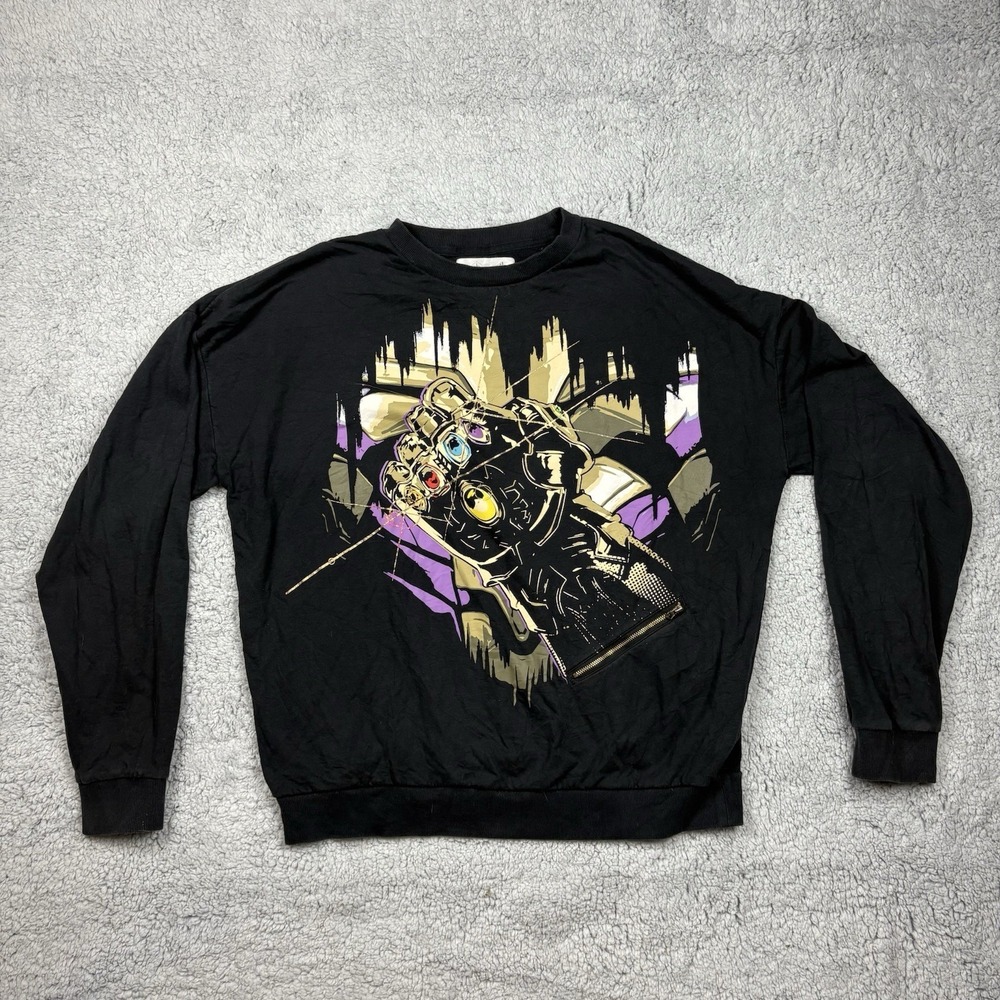 Disney Thanos Infinity Gauntlet Sweatshirt Men Size Large Black Marvel Avengers